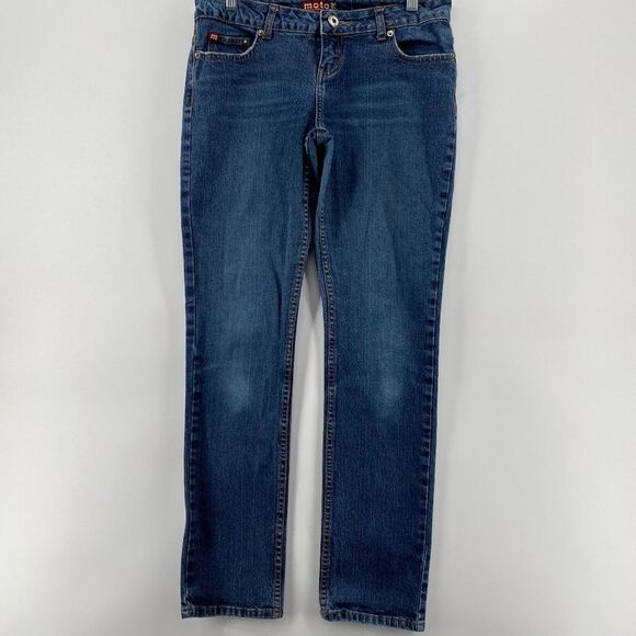 🎁5/$25 Moto Jeans Women 30 Skinny 5 Pocket Blue Denim Full Zip Button Closure - Picture 1 of 16